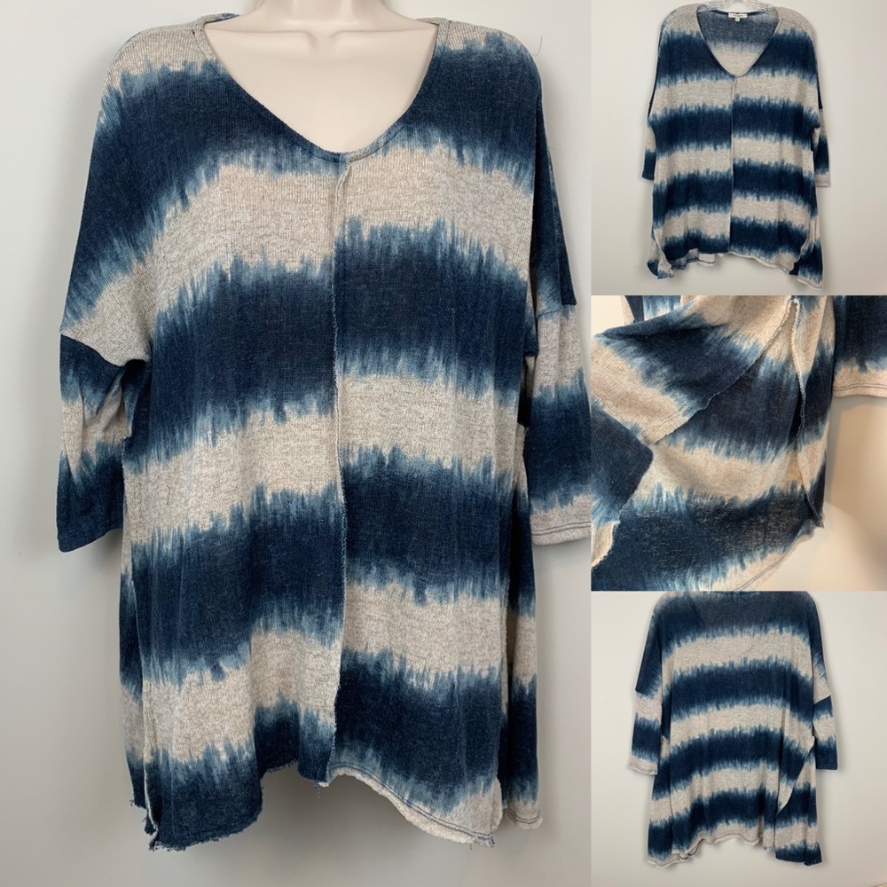Umgee Boho Handkerchief Hem Lagenlook Knit Tunic M